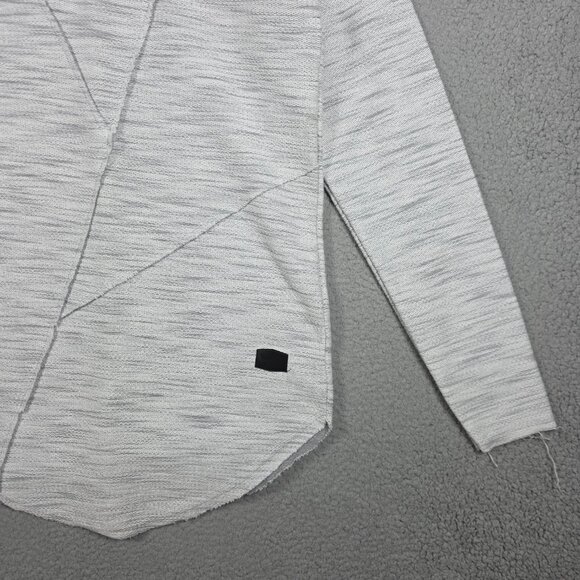 Leif Nelson Sweatshirt Mens Size Large Gray Heathered High Low Fringe Hem Y2K - Picture 3 of 13